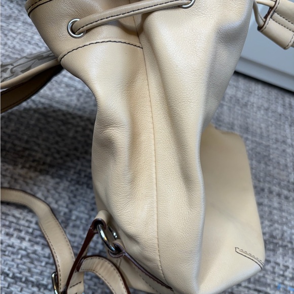 Vintage Coach Legacy Beige Leather Drawstring Backpack 9368 Classic Bag - Picture 14 of 15